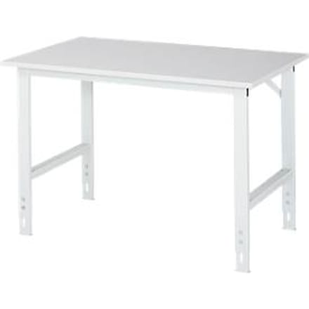 Werktafel, melamine blad, B 1250 x D 800 x H 760-1080 mm