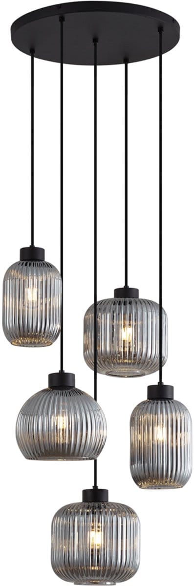 QAZQA ana - Design Hanglamp - 5 lichts - Ø 54 cm - Zwart - Woonkamer