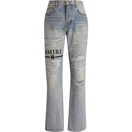 Amiri MA Bar Logo Straight Fit Stone indigo blauwe denim jeans