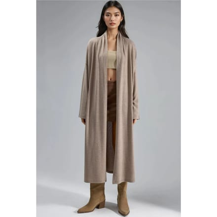 Relaxed Fit Langlijn Open-Front Sjawl Kraag Gebreide Cardigan