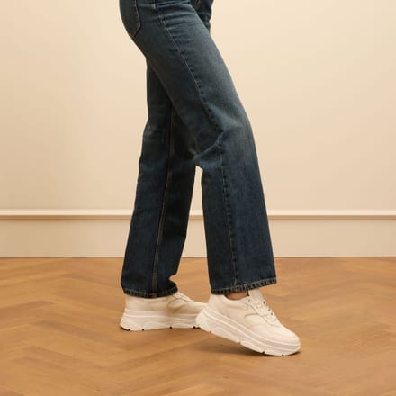 Manfield - Dames - Witte leren sneakers - Maat 42