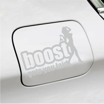 Bumpersticker - Boost Get You Laid - 13 X 18 - Licht Grijs