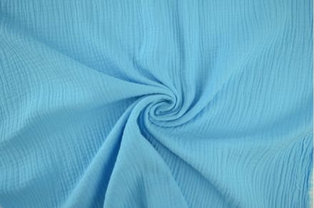 10 meter double gauze - Aqua blauw - 100% katoen