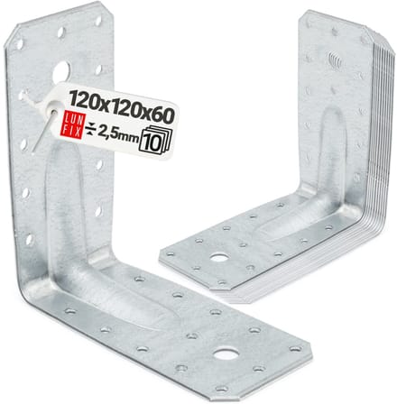 Hoekenverbinder 70x70x55x2,5 mm - 10 stuks - Gegalvaniseerd staal - constructiehoek