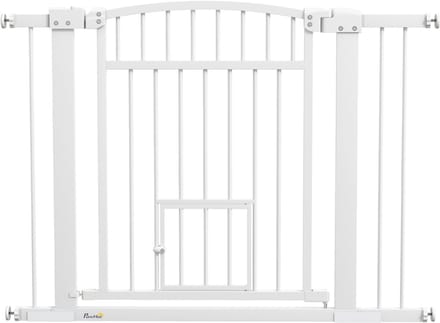 PawHut-Pet Gate-Acier-104x5x77cm-Blanc