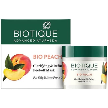 Biotique Bio Perzik Peel Off Masker Voor Vette Acne Huid – Zuiverend & Verfijnend – 50ml Dierproefvrij blue