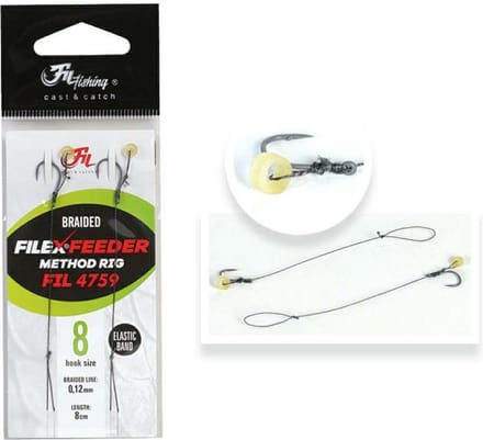 Filex Method Feeder Rig #8 - Braid - Elastic Band - 0.12mm - 2 stuks - Method Onderlijn