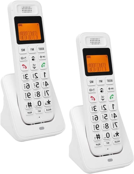 Draadloze Telefoon - Huistelefoon Set - Thuis Bellen - Slimme Oproepblokkering - 2 Handsets - Wit
