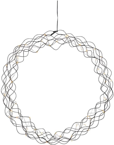 Star Trading raamkrans 'Curly' van metaal, netvoeding, 50 LED's, warm wit, Ø 45cm