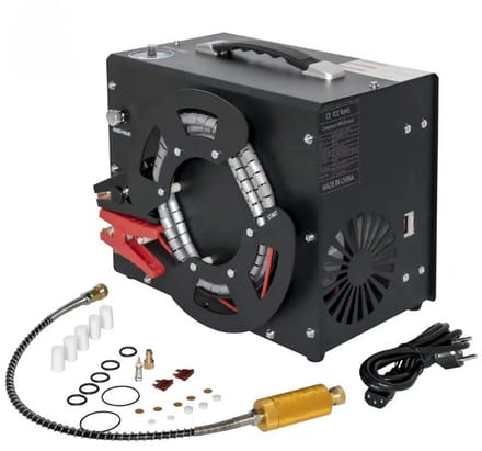 Hogedrukcompressor 300Bar 4500PSI – Draagbare Luchtcompressor met Auto Stop – 12V & 220V - Compacte Compressor met Auto Stop