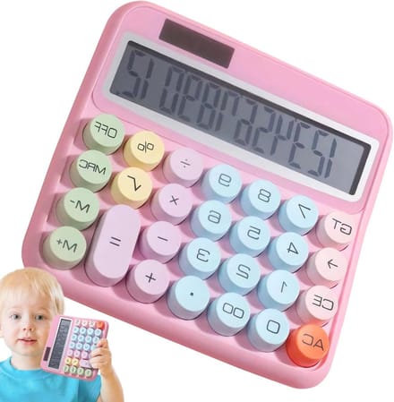Bureaurekenmachine - Optelmachine - Boekhouding Werk - Grote Toetsen - 12 Cijfer - Roze