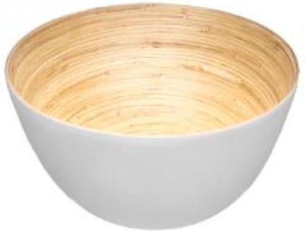 SET VAN 2 WITTE BAMBOE HOUTEN SERVEERSCHALEN - 17cm