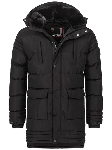 Alessandro Salvarini heren winterjas AS285 met teddyvoering en afneembare capuchon