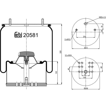 Veerbalg, luchtvering FEBI BILSTEIN 20581