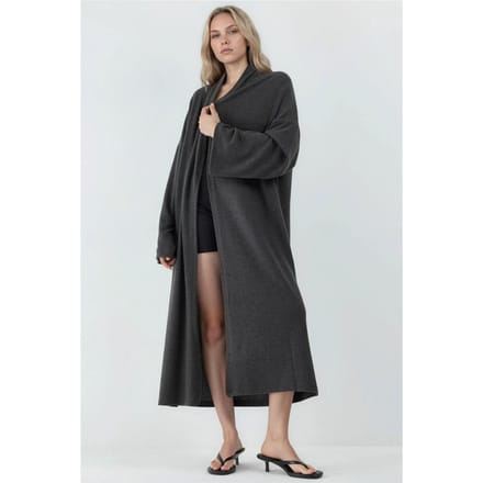 Relaxed Fit Langlijn Open-Front Sjawl Kraag Gebreide Cardigan