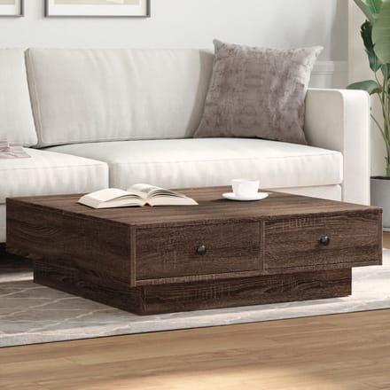 vidaXL Salontafel 90x90x28 cm bewerkt hout bruin eikenkleur