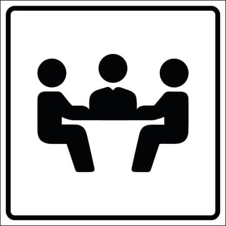 Vergaderzaal sticker, wit zwart 100 x 100 mm
