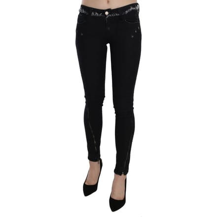 Costume National Zwart Lage Taille Rits Leg Skinny Denim Jeans