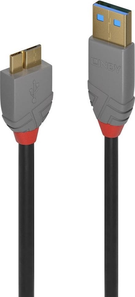 LINDY 36765 USB-kabel USB 3.2 Gen1 USB-A stekker, USB-micro-B 3.0 stekker 0.50 m Zwart