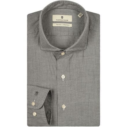 Thomas Maine Overhemd Roma Modern Kent Small Pied-de-Poule Pattern Midden Grijs / male