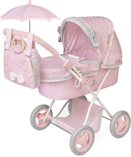 Opvouwbare poppenwagen met parasol voor poppen