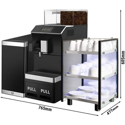 GGM Gastro Kaffeevollautomat - 16 Programme - 5 Zoll Touchscreen - inkl. Tassenwärmer & Milchkühlschrank