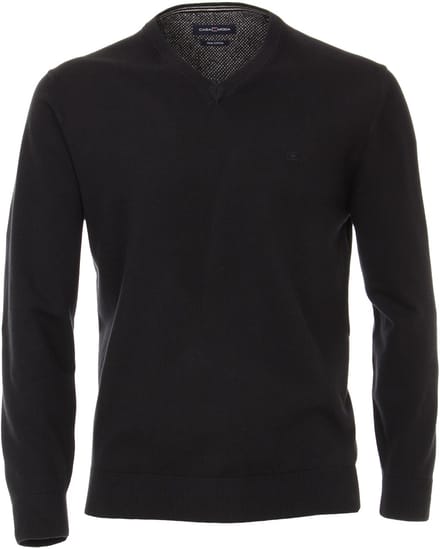 Casa Moda - V-hals trui - Mannen - M - Zwart - Katoen - 004430 V-hals