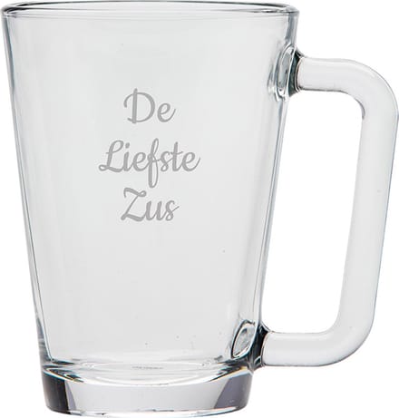 Gegraveerde theeglas 26cl De Liefste Zus