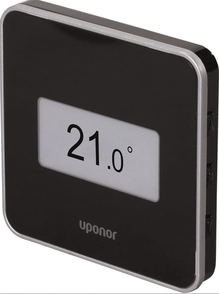 Uponor Smatrix Base T-149 Bus Ruimtethermostaat - Digitaal met E Ink Display & Luchtvochtigheidssensor - Vloerverwarming & Koeling - MPN 1087814 - Zwart
