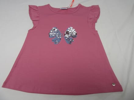 noukie's , meisje , t-shirt met kapmouw , rose , vlinder , 104 - 4 jaar