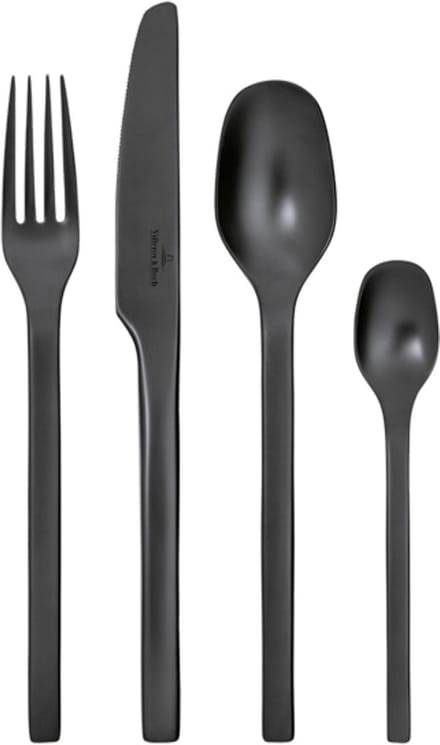 Villeroy & Boch Bestekset Manufacture Rock - Zwart - 16-delig