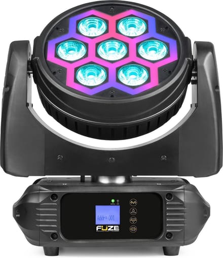 Moving head - BeamZ FUZE712 - met 7x 12W LED's en SMD LED neon effect - DMX