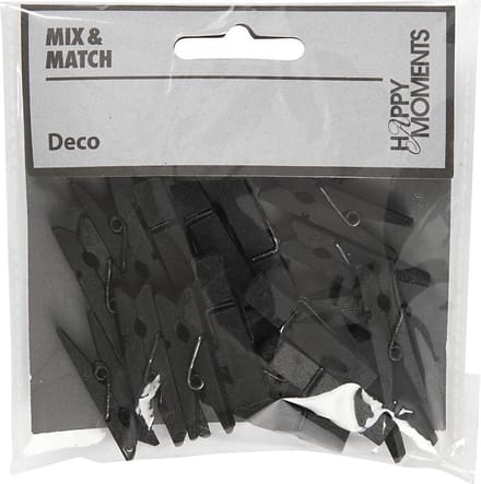 Mini wasknijper, afm 35x7 mm, dikte 9 mm, zwart, 20 stuk/ 1 doos