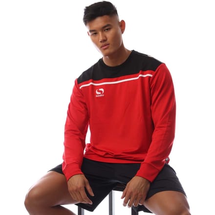 Sondico Heren Precisie Gestreept Sweatshirt Met Lange Mouwen (Rood, Zwart)