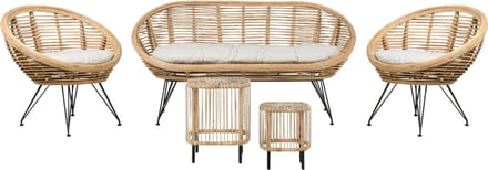 MARATEA/ CESENATICO - Banken set met salontafel - Lichtbeige - Rotan