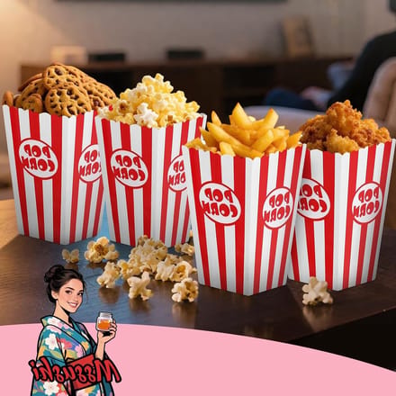 Popcorn Dozen Set van 46 Stuks - Herbruikbare Kartonnen Containers in Retro Rood-Wit voor Feestjes, Verjaardagen en Bioscopen