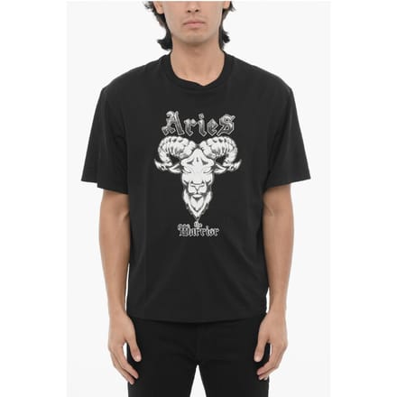 Slim Fit ROCK BAND ZODIAC RAM T-shirt in zwart