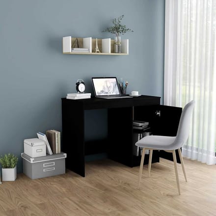 vidaXL - Bureau - 100x50x76 - cm - bewerkt - hout - zwart