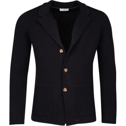Thomas Maine Vest Cardigan Blazer Double Knit Structure On Face Navy / male