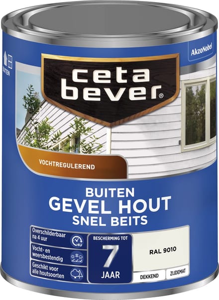 Cetabever Gevel en Kozijn Snel Beits Dekkend Zijdemat - RAL 9010   8711113127875   Verf