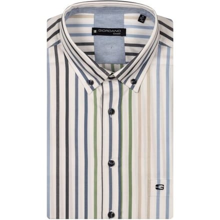 Giordano Overhemd League Button-Down Stripe Twill Apple Green-Multi / male