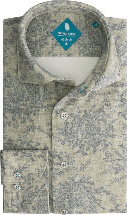 District Indigo Overhemd Pique Performance Print Light Green (7.42.025.778 - 378)