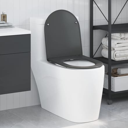 vidaXL - Toiletbril - Antraciet - 47 - x - 36 - x - 3,4 - cm - Duroplast