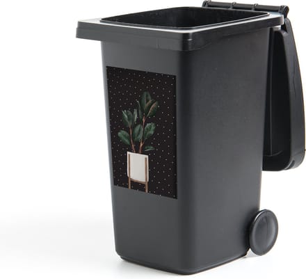 Container sticker Planten - Bloempot - Stippen - Zwart - 40x60 cm - Kliko sticker