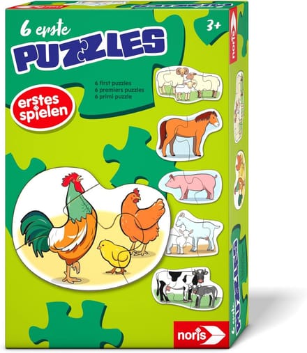 Eerste Puzzels - Legpuzzels Kinderen - Leren Combineren - 6 Verschillende Puzzels - Vanaf 3 Jaar - Boerderijdieren
