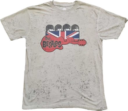 The Beatles - Guitar & Flag Heren T-shirt - M - Grijs