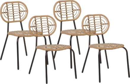 PRATELLO - Tuinstoel set van 4 - Naturel - PE rotan