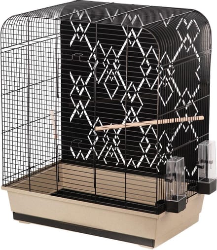 Flamingo Vogelkooi Mona Beige/Zwart - Beige/Zilver - 50 x 34 x 65 cm