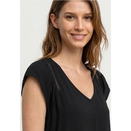 Shirt met overhangende schouders en V-hals