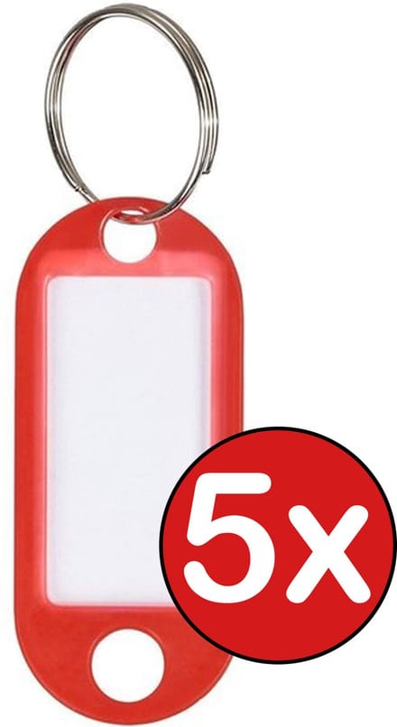 Sleutellabels Sleutelhanger Bagagelabel Sleutellabel Gekleurde Naamlabels Label - Rood - 5 PACK